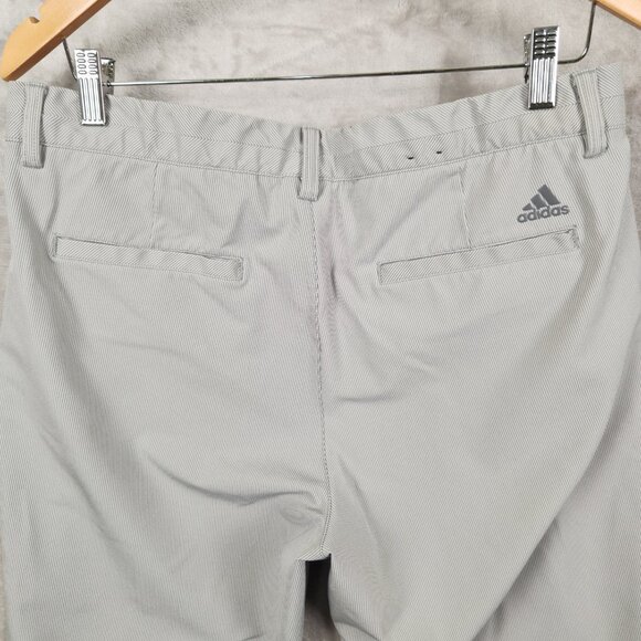 Adidas Golf Pants Size 34x32 Mens Flat Front Gray Stretch Striped - Picture 4 of 13
